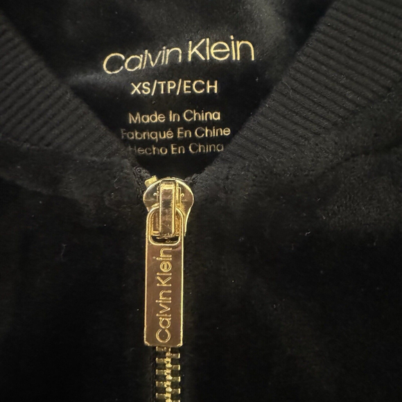 Calvin Klein Women Velour Track Jacket Y2K Style Black/white Size:XS - Picture 7 of 11